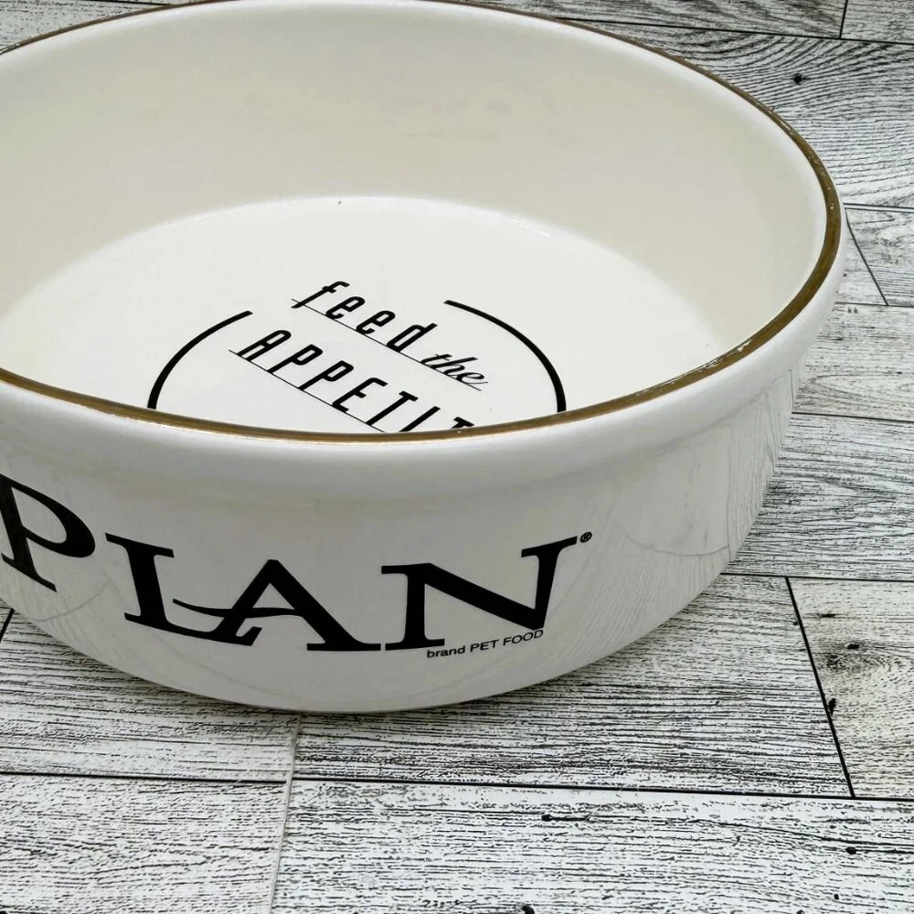 Pfaltzgraff Pro Plan Gold Trimmed Pet Dog Food Bowl